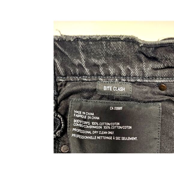 Alexander Wang Denim Jean Shorts Bite Clash, Black Denim Front Fleece Back Sz 26 - Picture 8 of 8